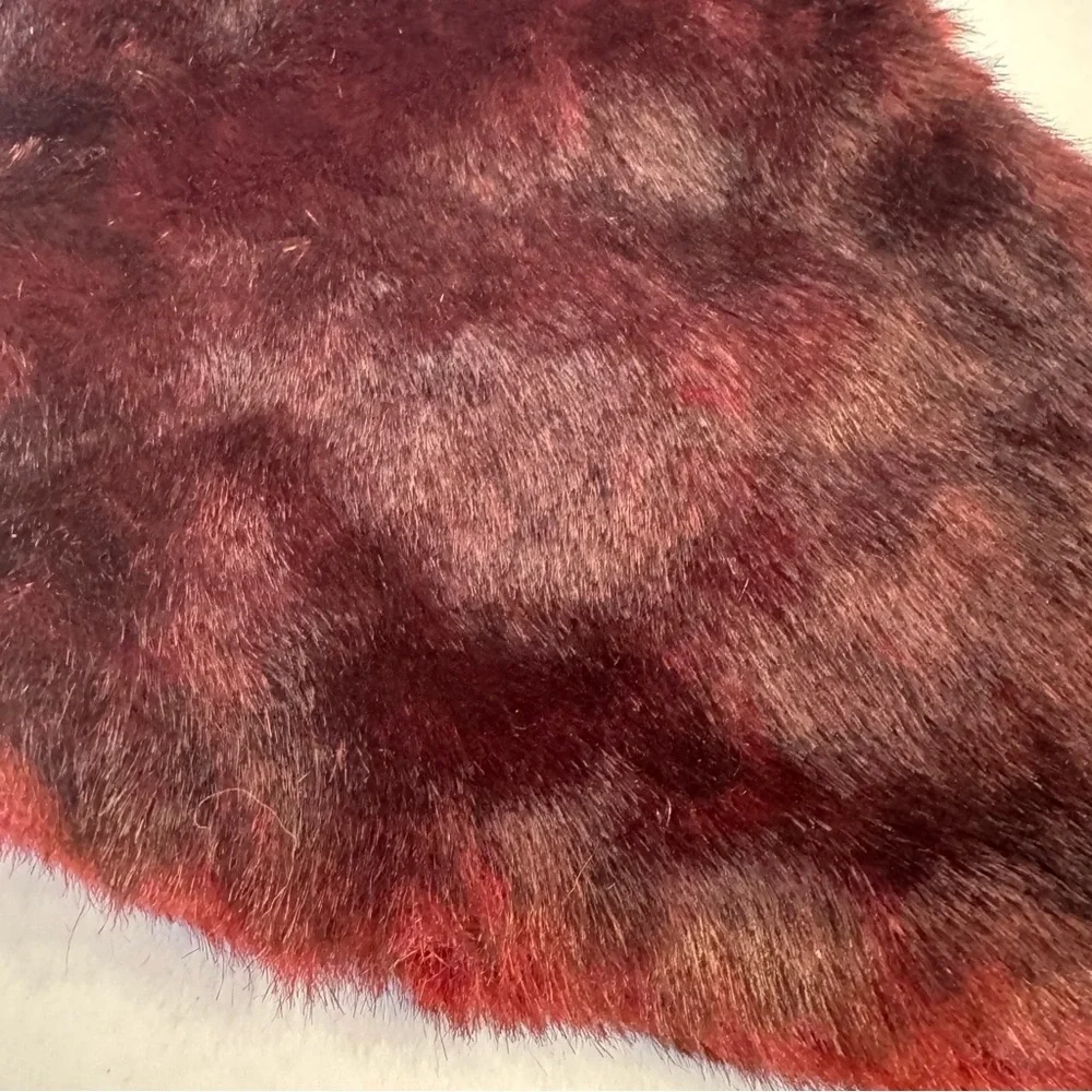 Pottery Barn Faux Fur Christmas Stocking Burgundy Wine Red No Monogram Blank
